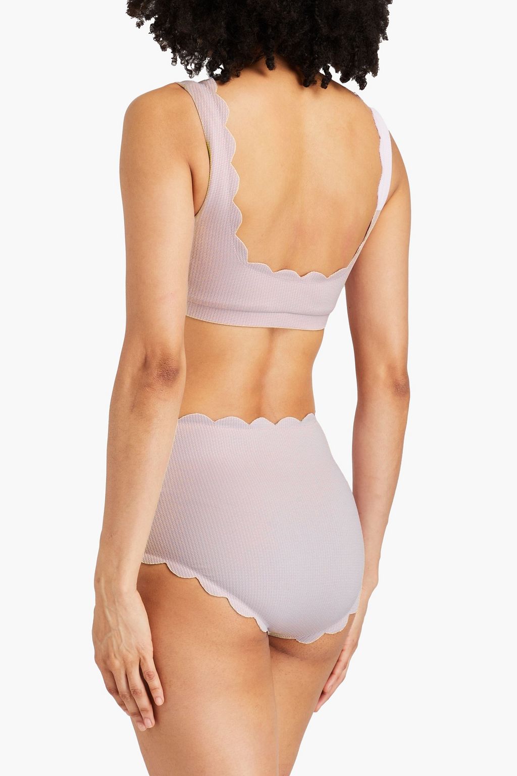 MARYSIA Palm Springs scalloped seersucker bikini top