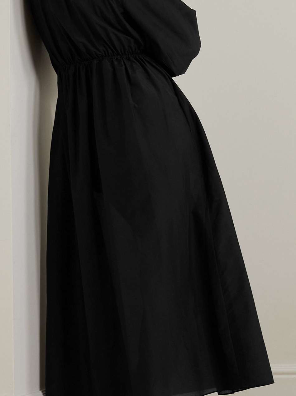 gathered cotton-poplin midi dress
