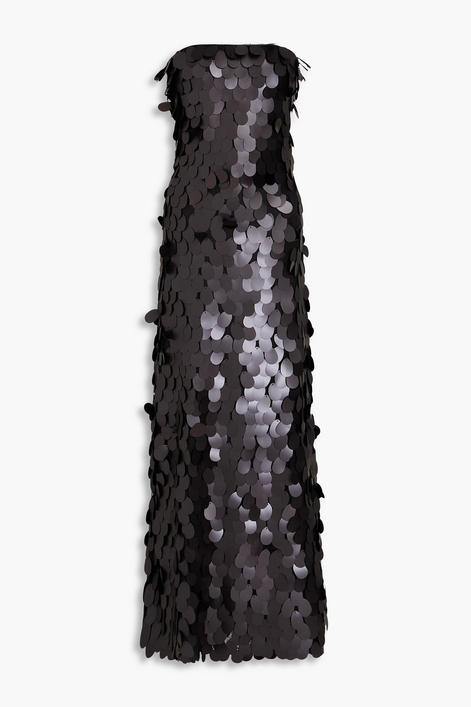 Rotate Birger Christensen Strapless Sequined Tulle Maxi Dress In Black