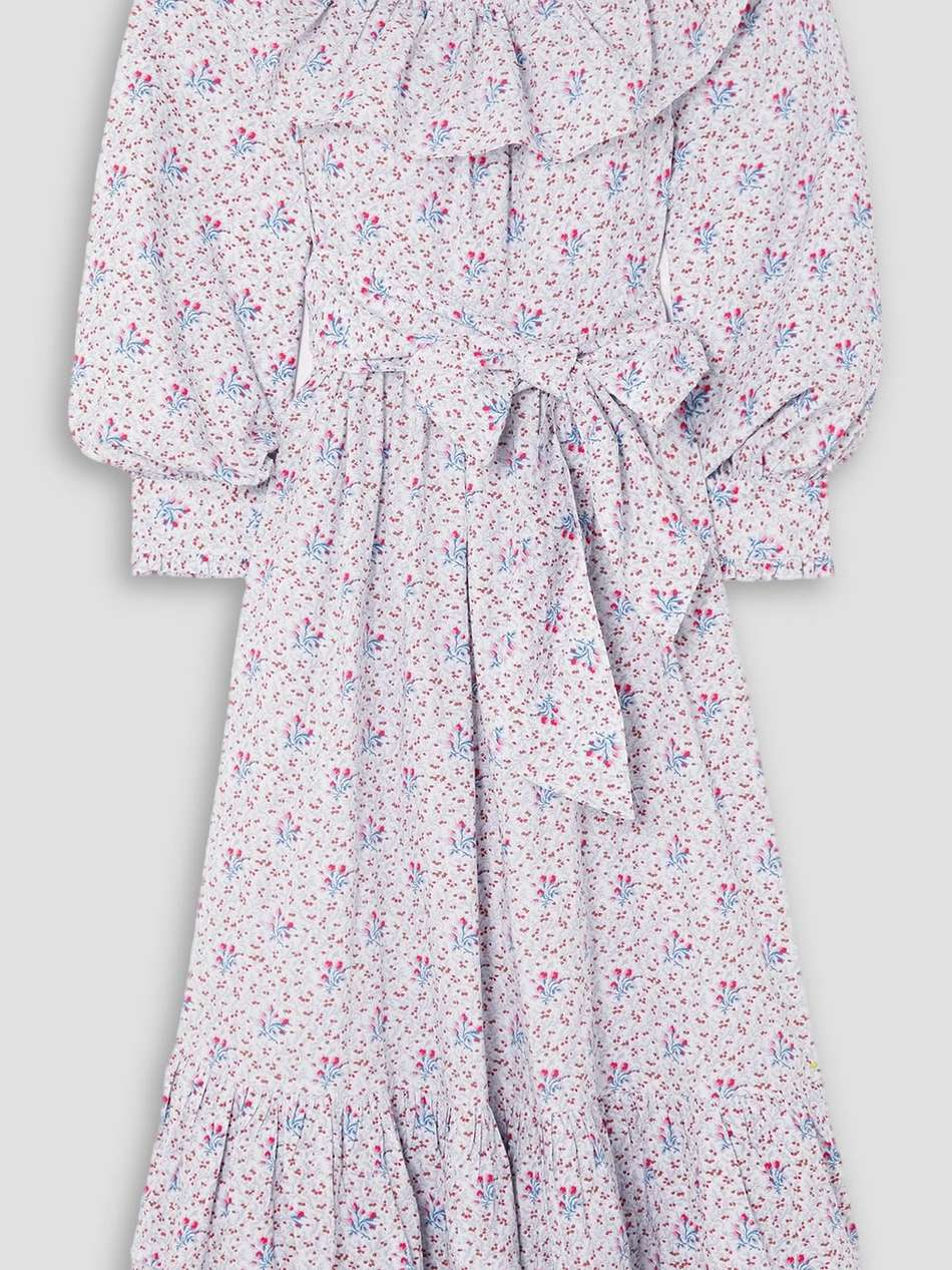 + laura ashley wednesday ruffled floral-print cotton-poplin midi dress