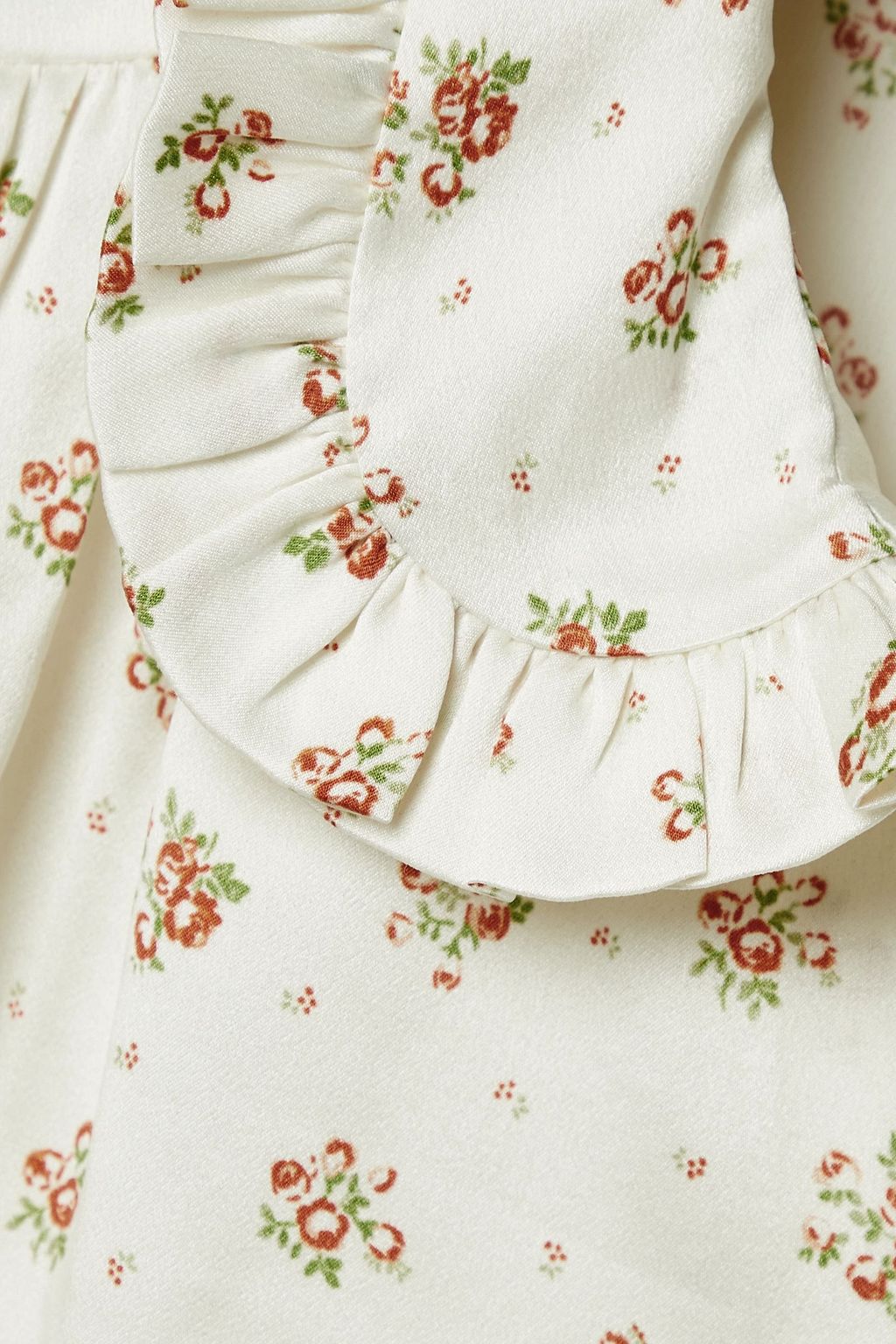 DÔEN Bel ruffled floral-print silk-charmeuse blouse