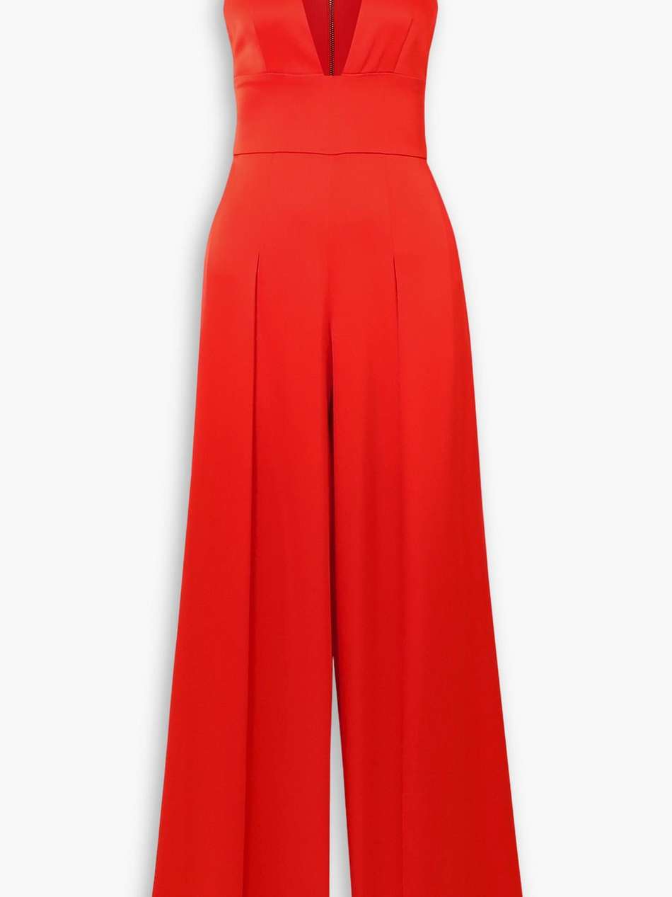 myrtle pleated wide-leg satin jumpsuit