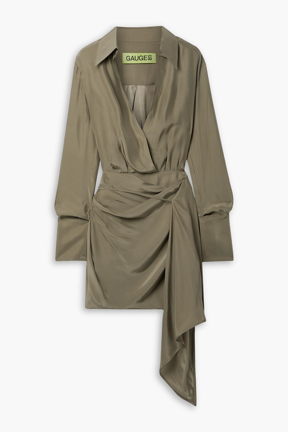 Gauge81 Woman Mini Dress Military Green Size 10 Silk In Army Green