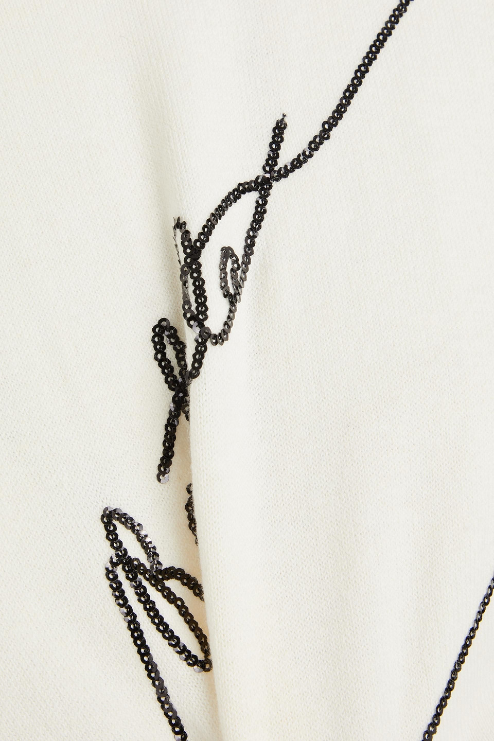 Rotate Birger Christensen Cropped Sequin-embellished Cotton-blend Sweater In Ivory