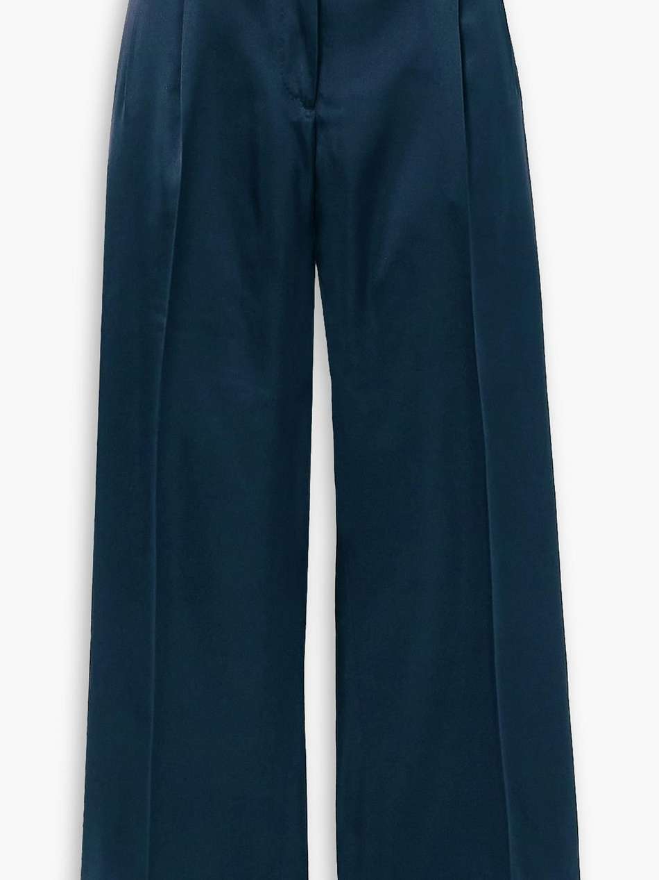 silk-satin twill straight-leg pants