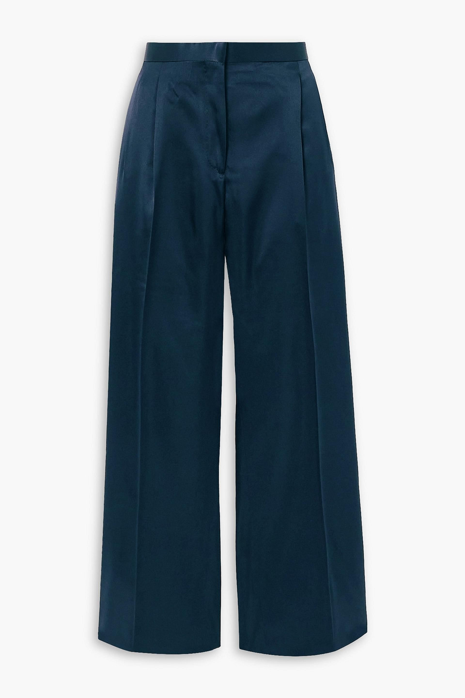 Brioni Silk-satin Twill Straight-leg Pants In Midnight Blue