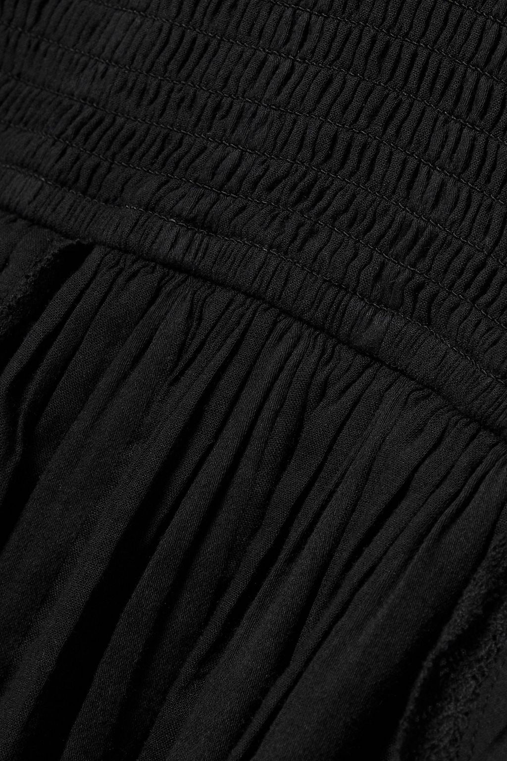 LOVESHACKFANCY Deanna shirred ruffled cotton halterneck mini dress