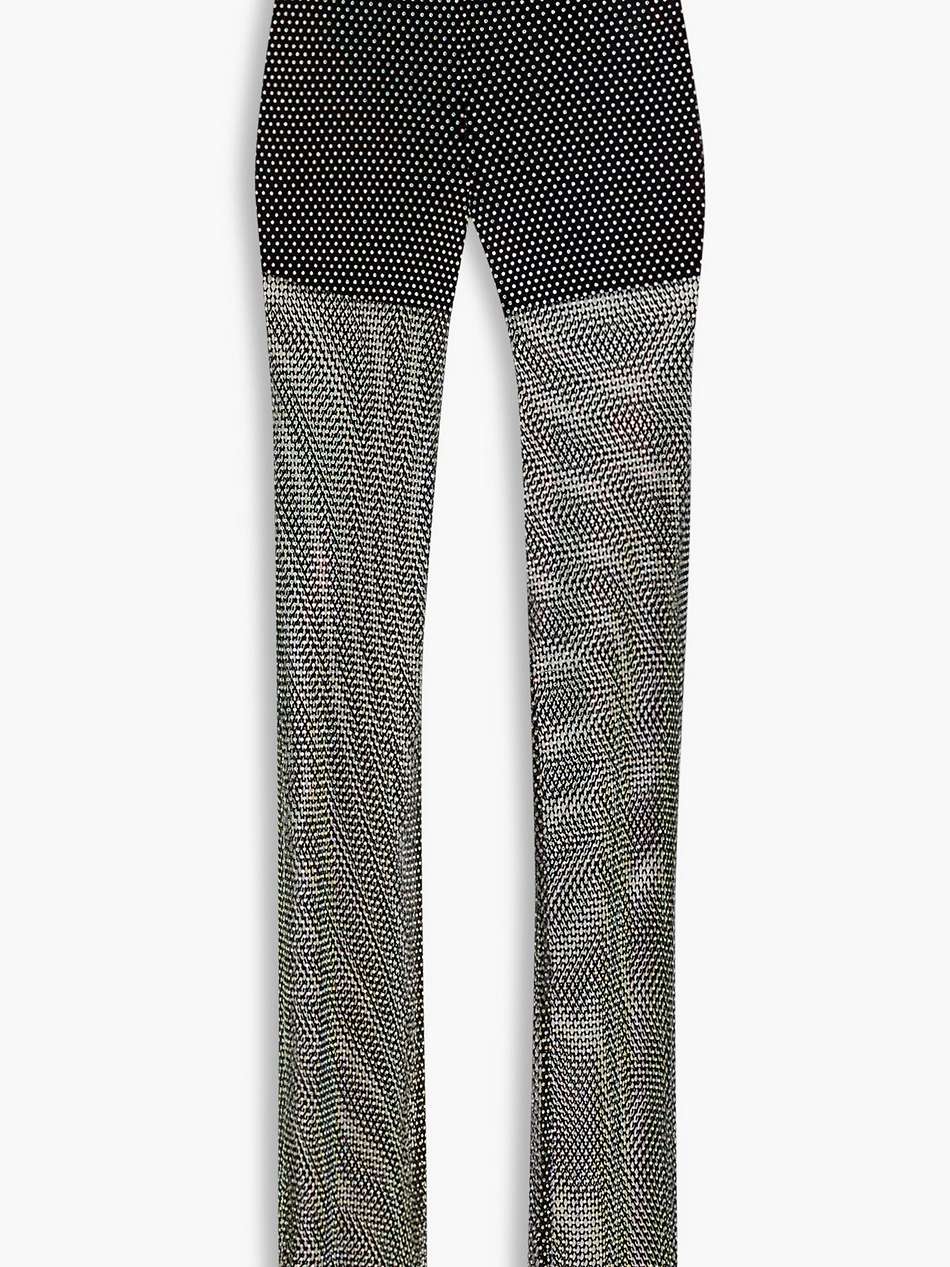 sianna crystal-embellished iridescent mesh flared pants