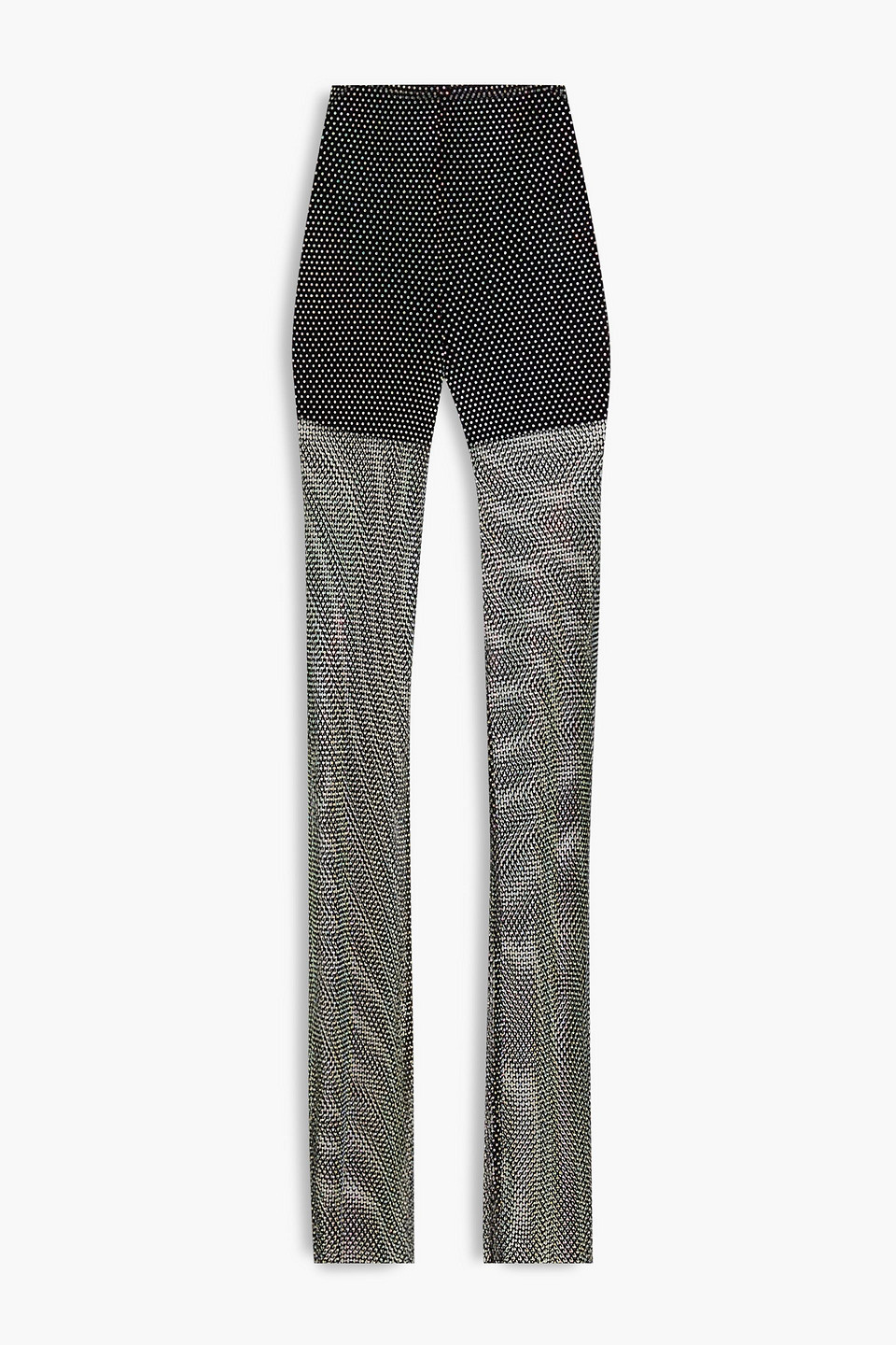 Sianna crystal-embellished iridescent mesh flared pants