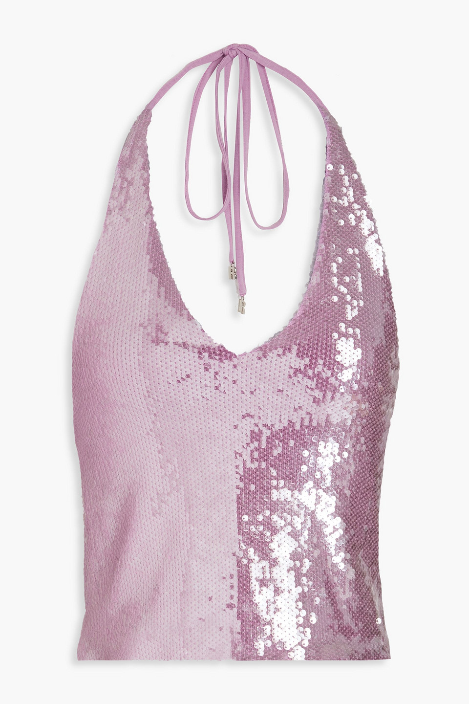 Rotate Birger Christensen Sequined Halterneck Top In Lilac