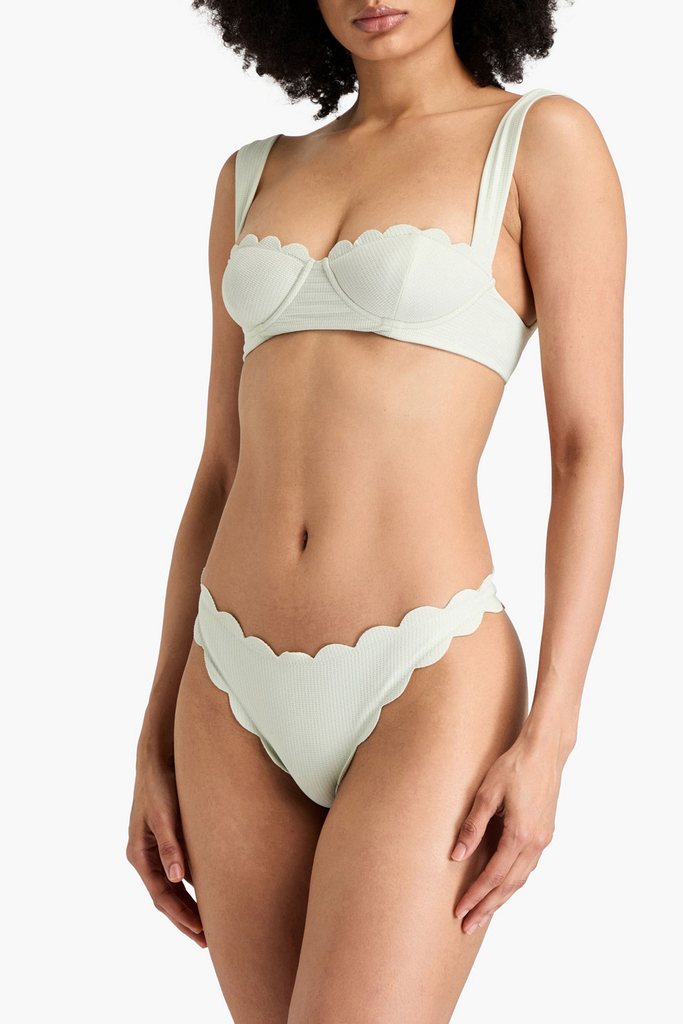 MARYSIA NORTH SCALLOPED SEERSUCKER BIKINI BRIEFS 