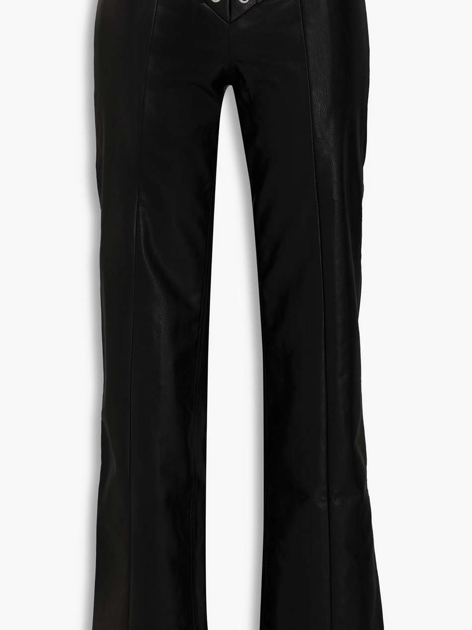 lace-up faux-leather flared pants