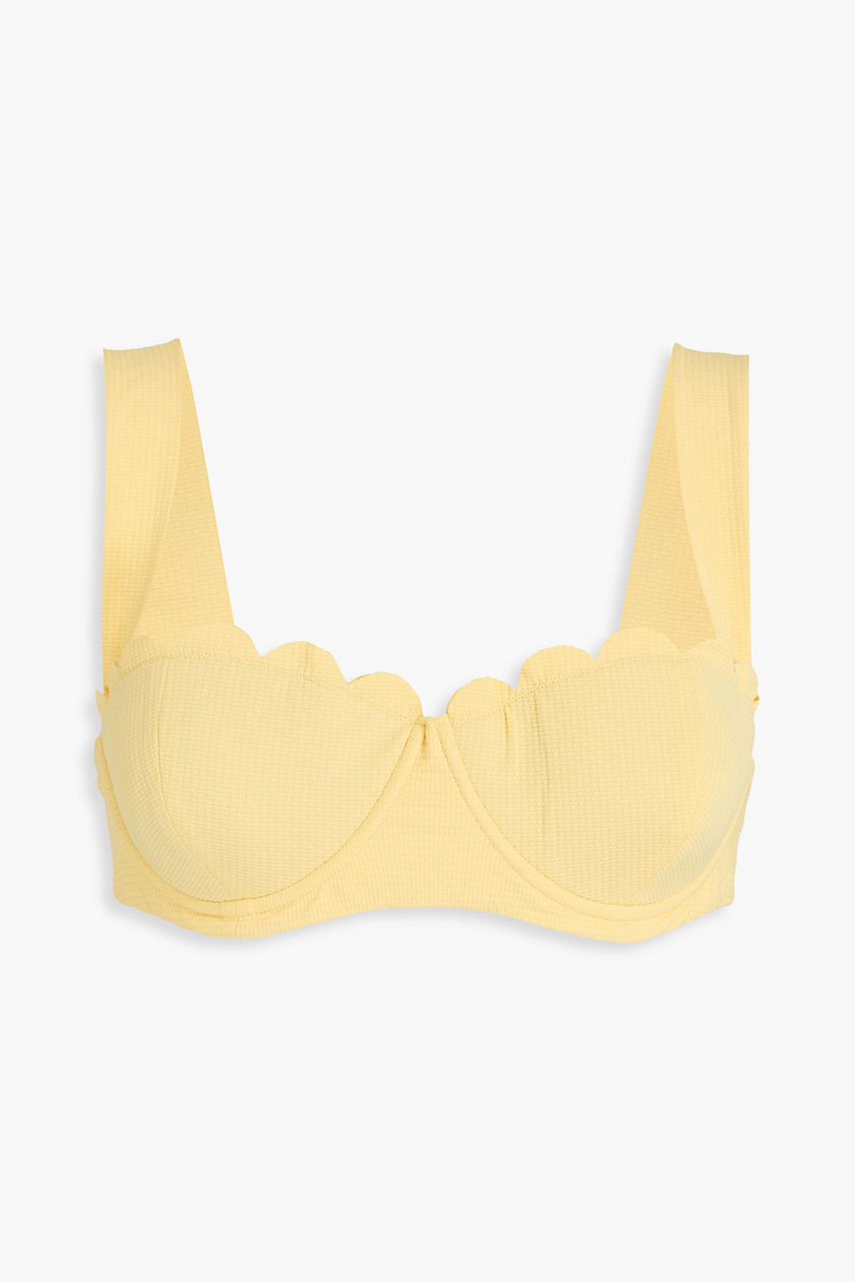 Marysia North Scalloped Seersucker Underwired Bikini Top In Yellow