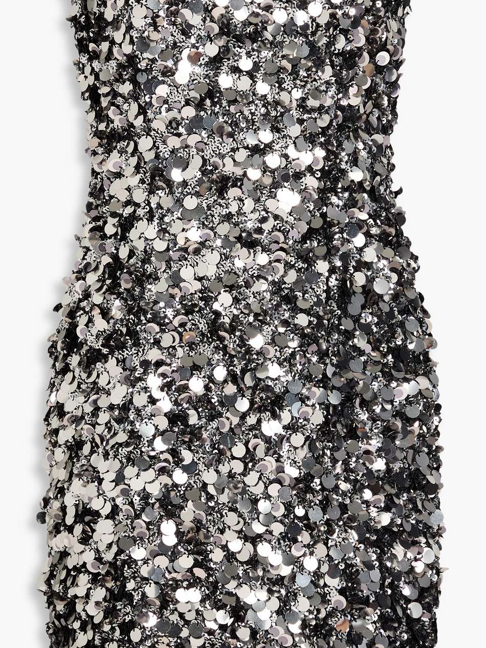 strapless sequined tulle mini dress