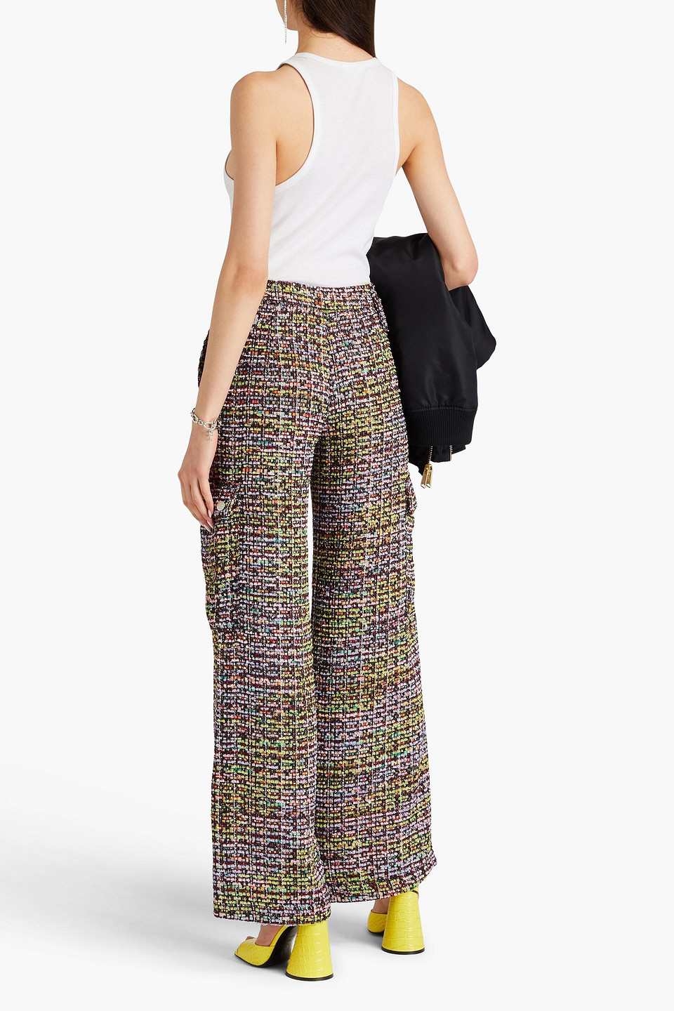 Rotate Birger Christensen Bouclé-tweed Cargo Pants In Multicolor