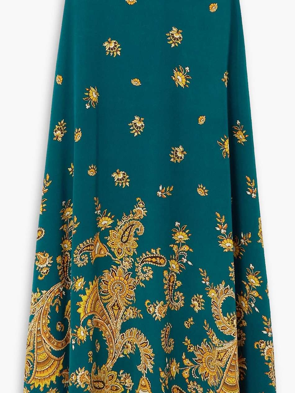 ruffled paisley-print silk crepe de chine maxi skirt