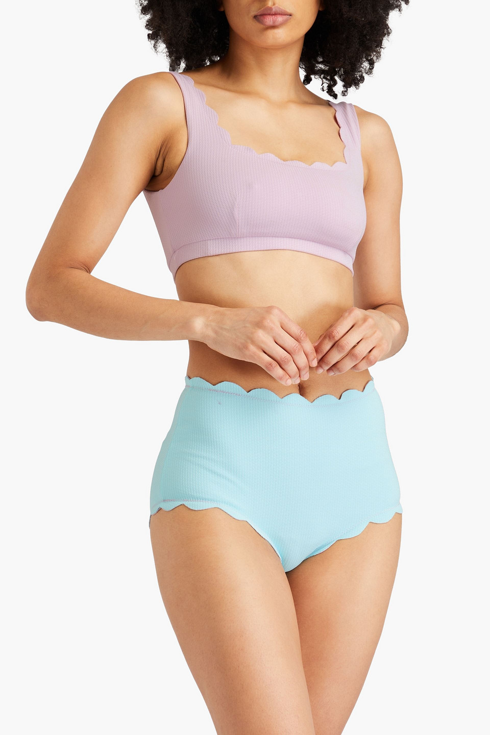 MARYSIA SANTA MONICA REVERSIBLE SCALLOPED SEERSUCKER BIKINI BRIEFS