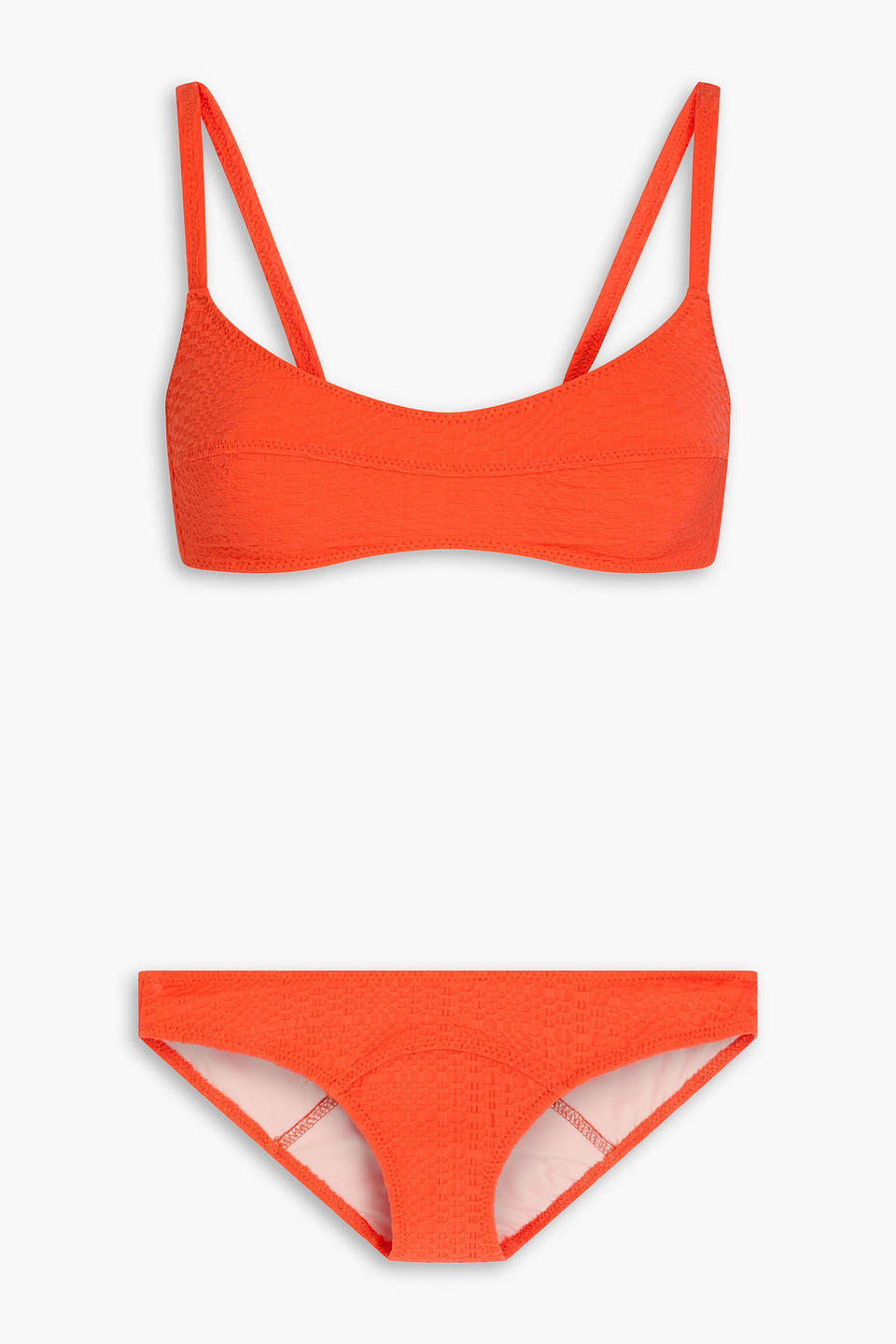 Lisa Marie Fernandez Seersucker Bikini In Bright Orange