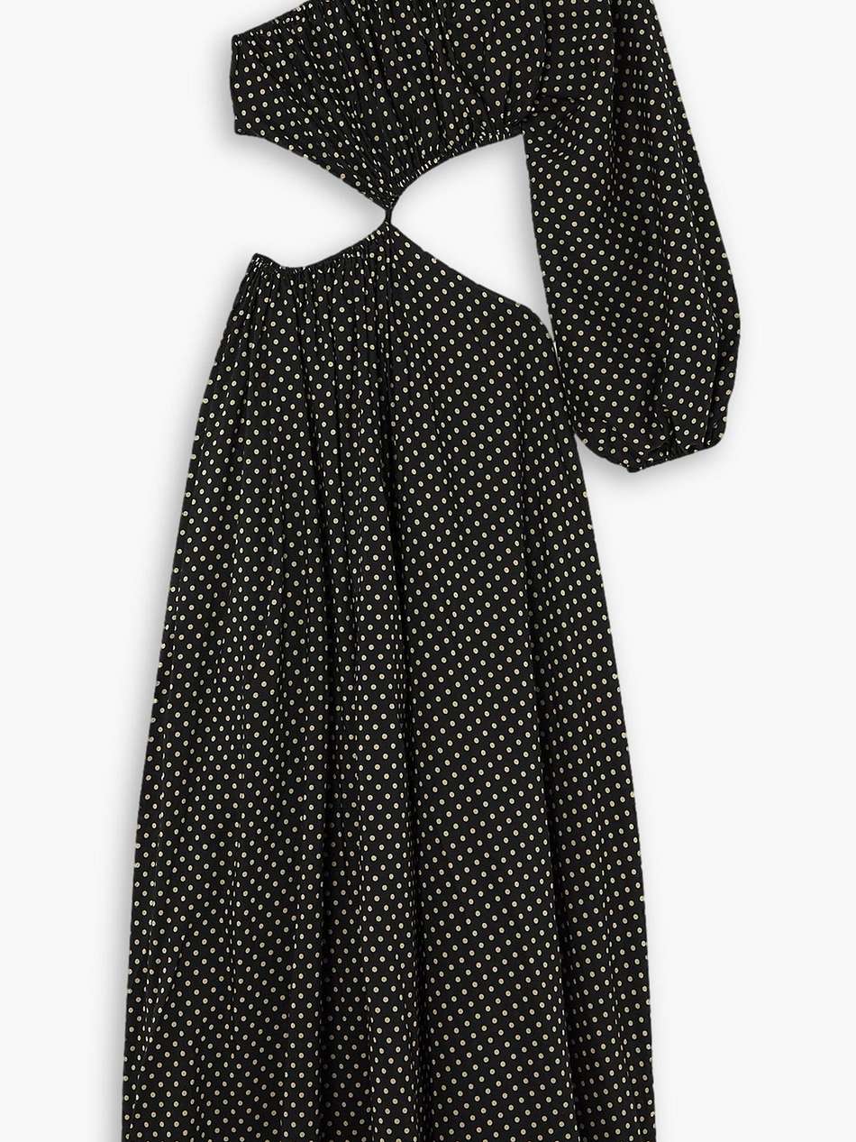 asymmetric cutout polka-dot cotton and silk-blend maxi dress