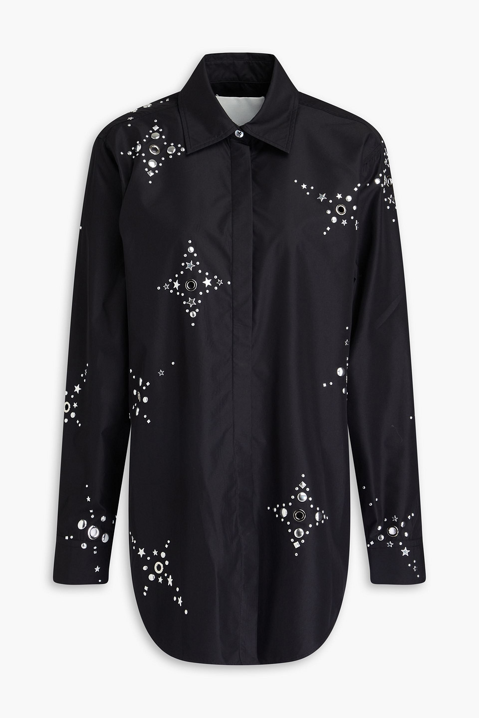 3.1 Phillip Lim Embellished Cotton-blend Poplin Shirt In Black