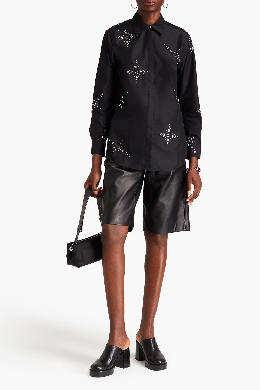 3.1 PHILLIP LIM قميص من البوبلين المصنوع من مزيج من القطن بنمط مزركش