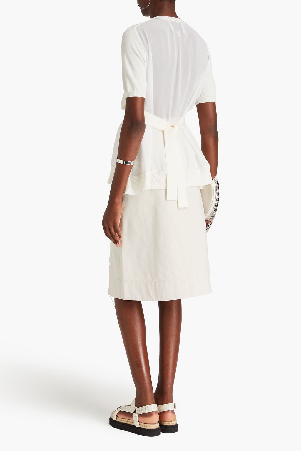 3.1 PHILLIP LIM بلوزة من مزيج الصوف بقِطع محاكة بجانب بعضها البعض من الجورجيت