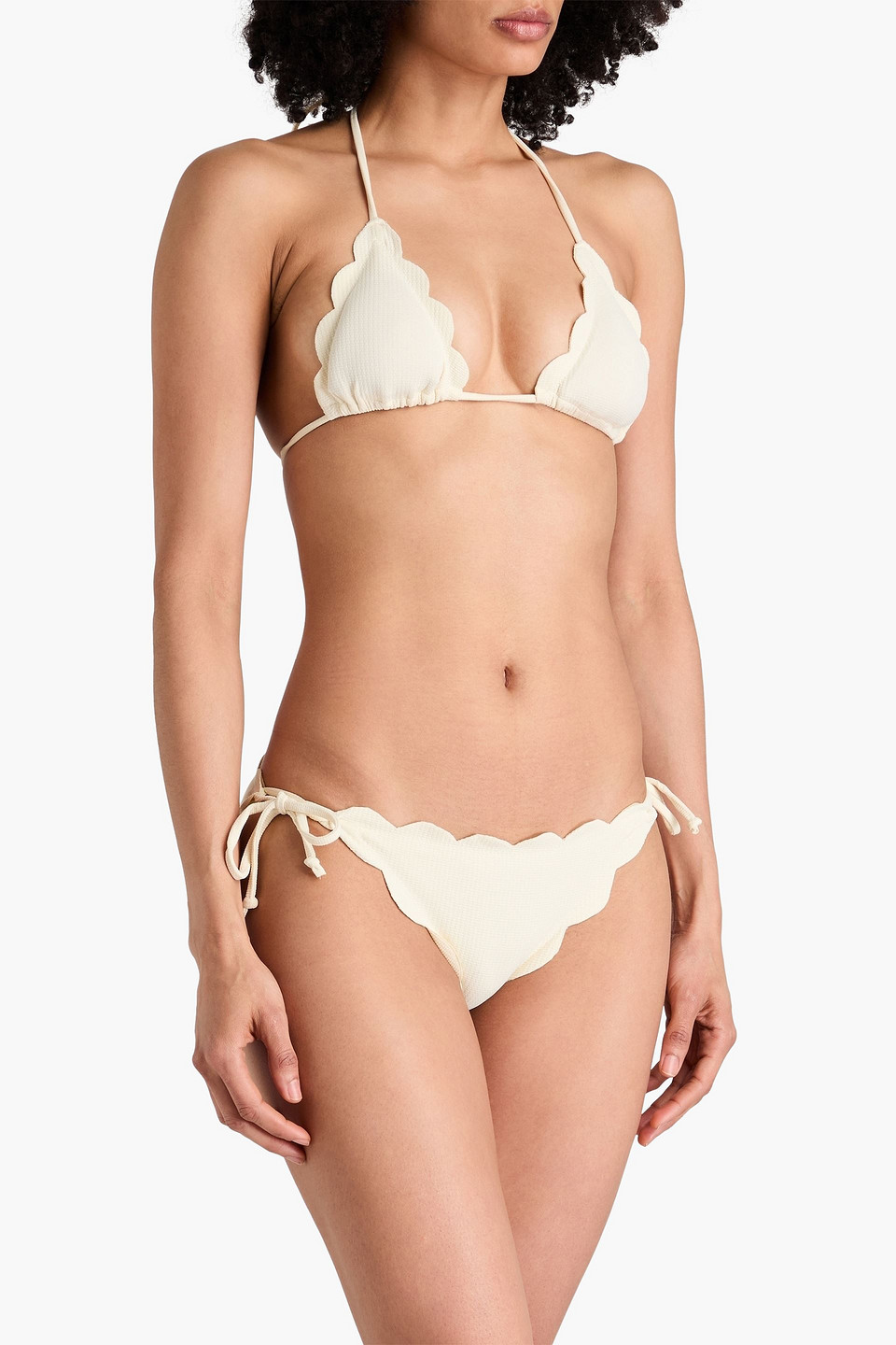 MARYSIA MOTT SCALLOPED SEERSUCKER BIKINI BRIEFS 