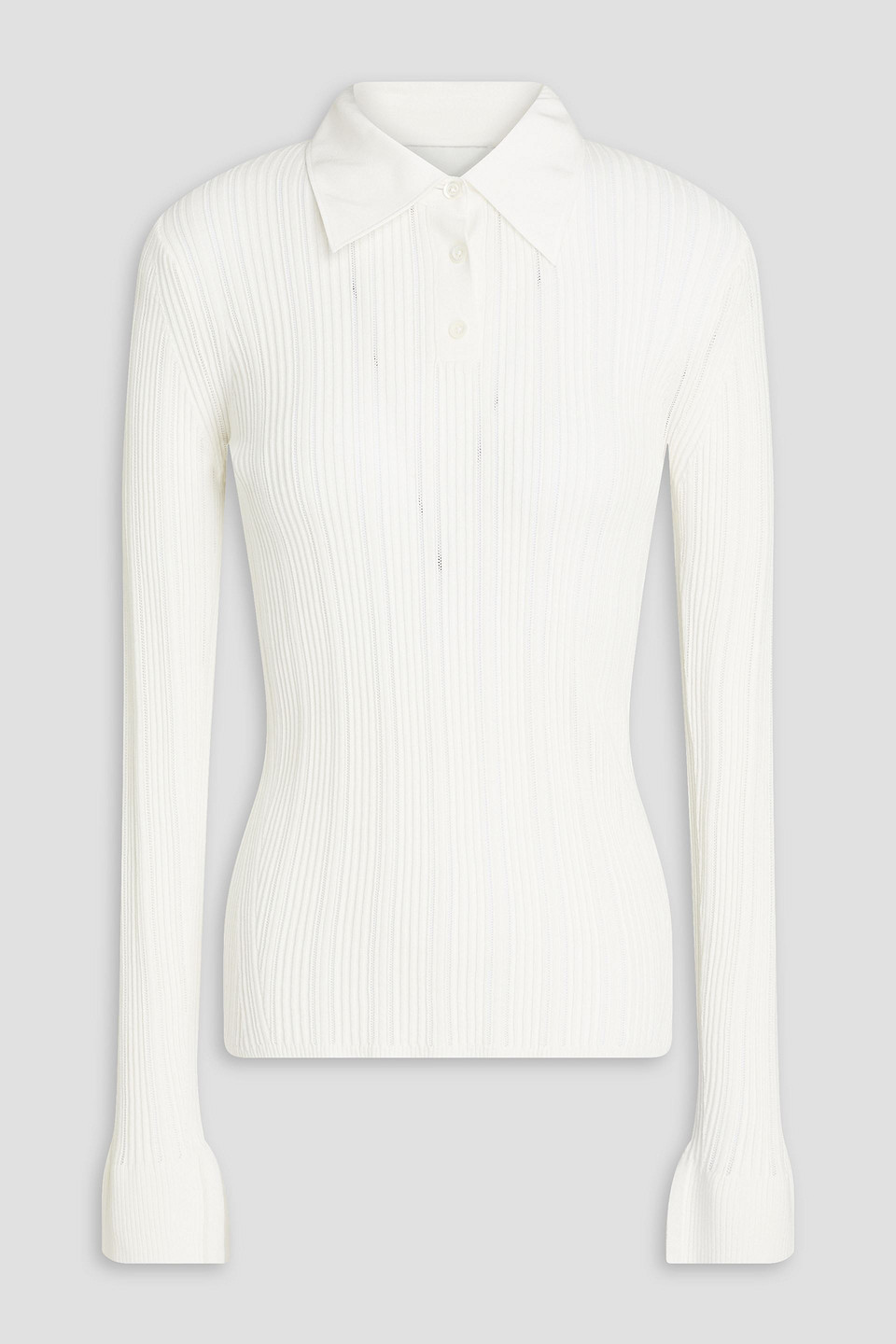 3.1 Phillip Lim Ribbed Cotton-blend Polo Shirt In White