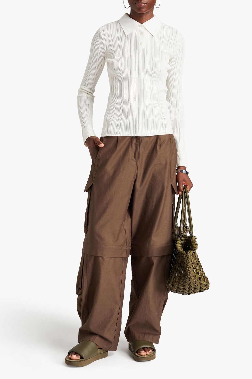 3.1 PHILLIP LIM قميص بولو من مزيج من القطن المضلّع
