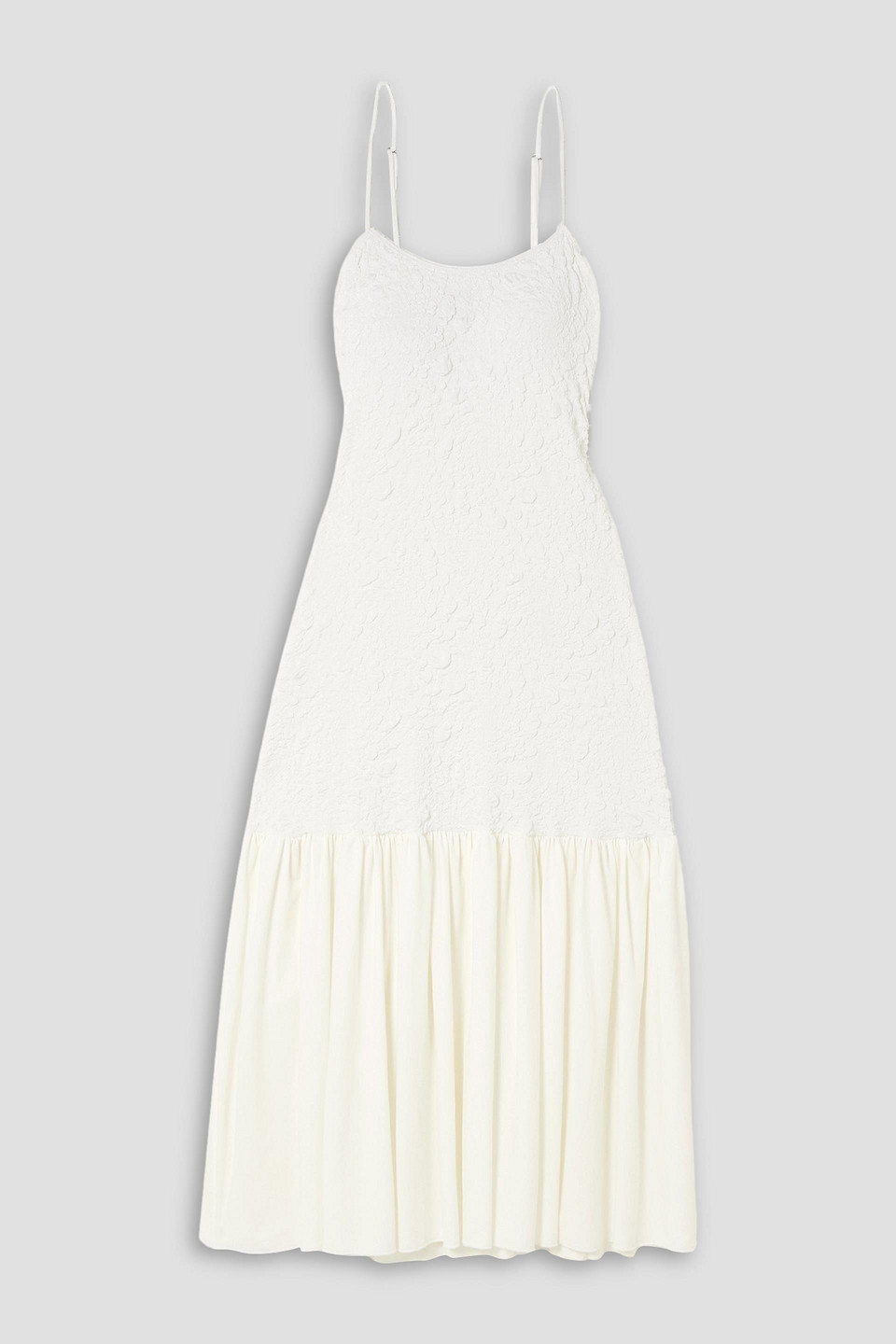 Leslie Amon Erina Popcorn Jersey Midi Dress In White