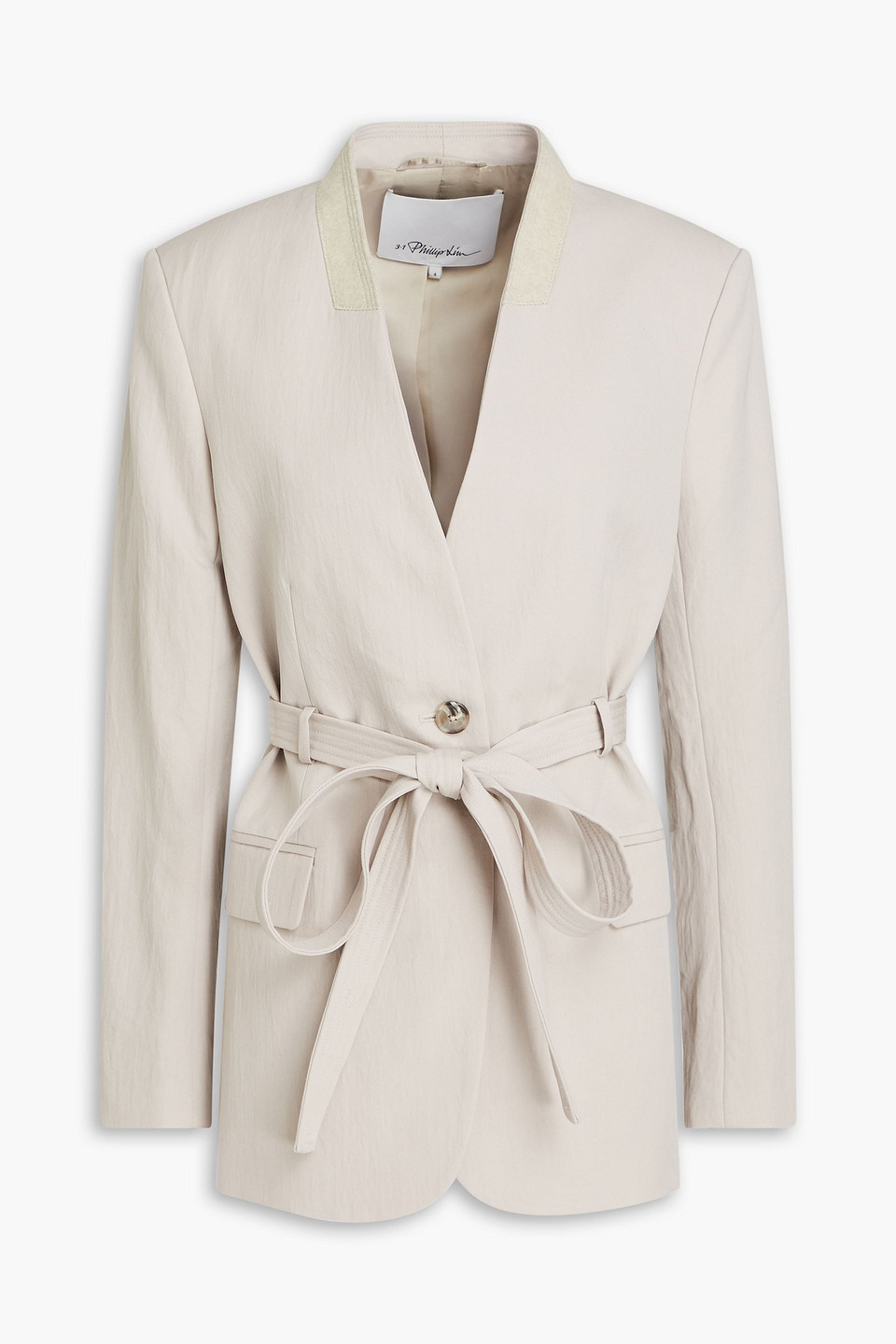 3.1 Phillip Lim Gray Waist Tie Blazer In Stone