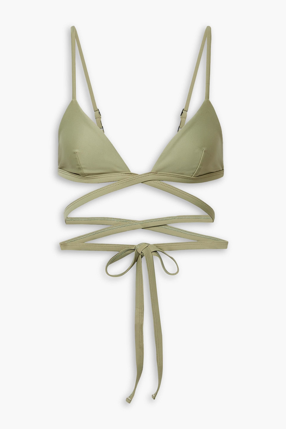 Matteau Wrap-effect Stretch-repreve® Triangle Bikini Top In Sage Green