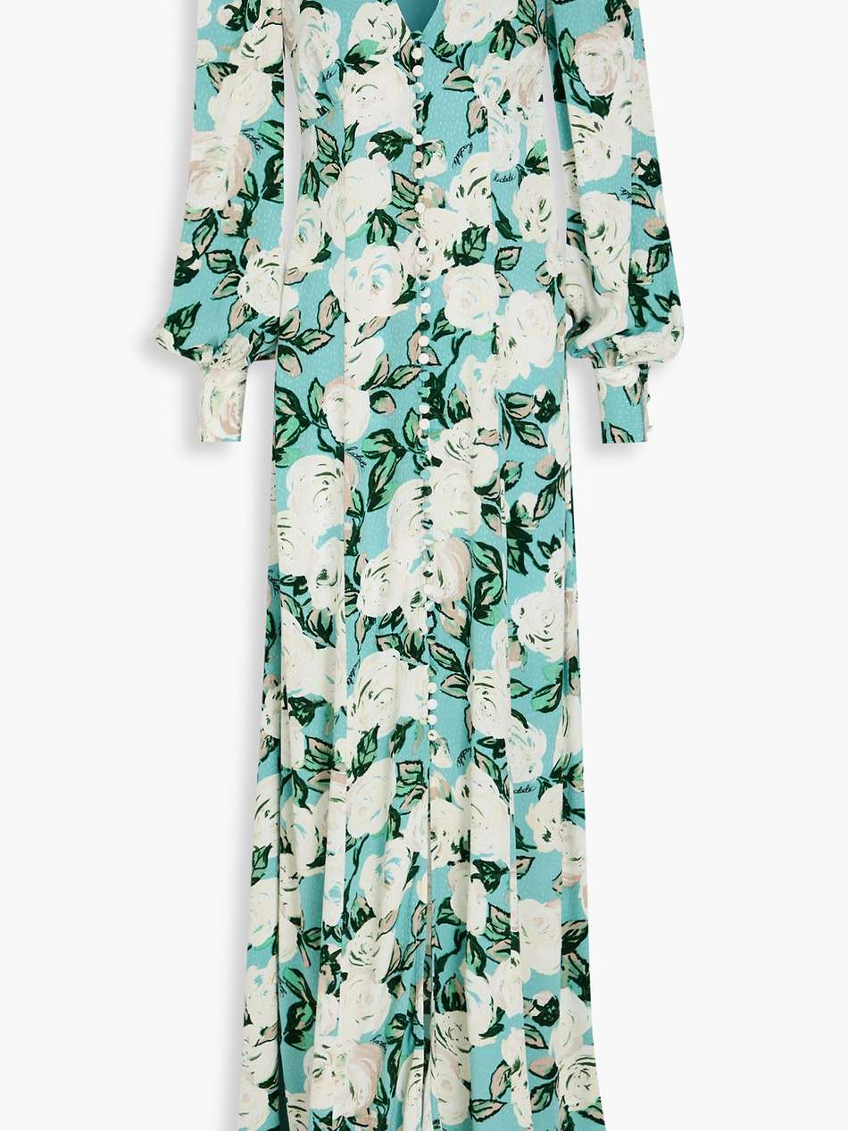 maja floral-print satin-jacquard maxi dress