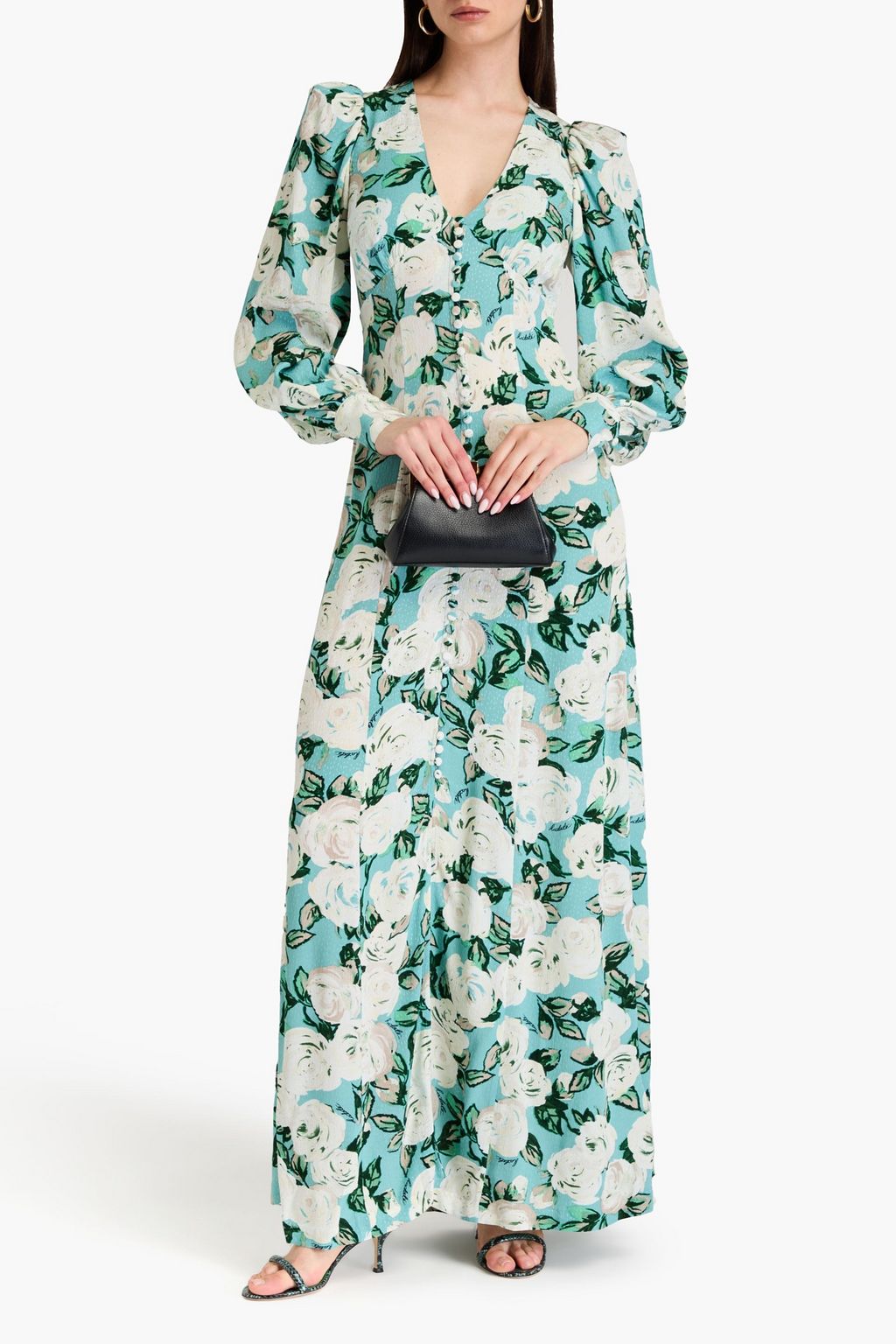 ROTATE BIRGER CHRISTENSEN Maja floral-print satin-jacquard maxi dress