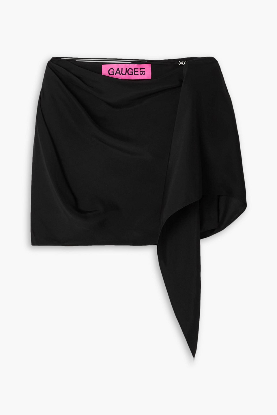 Gauge81 Himeji Draped Silk-satin Mini Skirt In Black