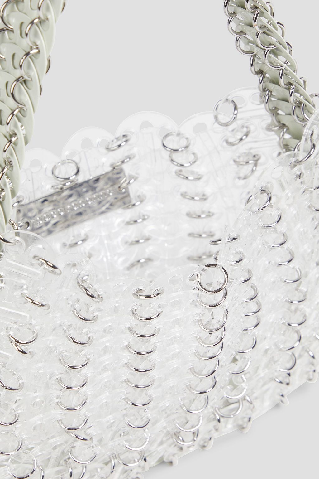 RABANNE 1969 Mini Mess two-tone acrylic and chainmail tote