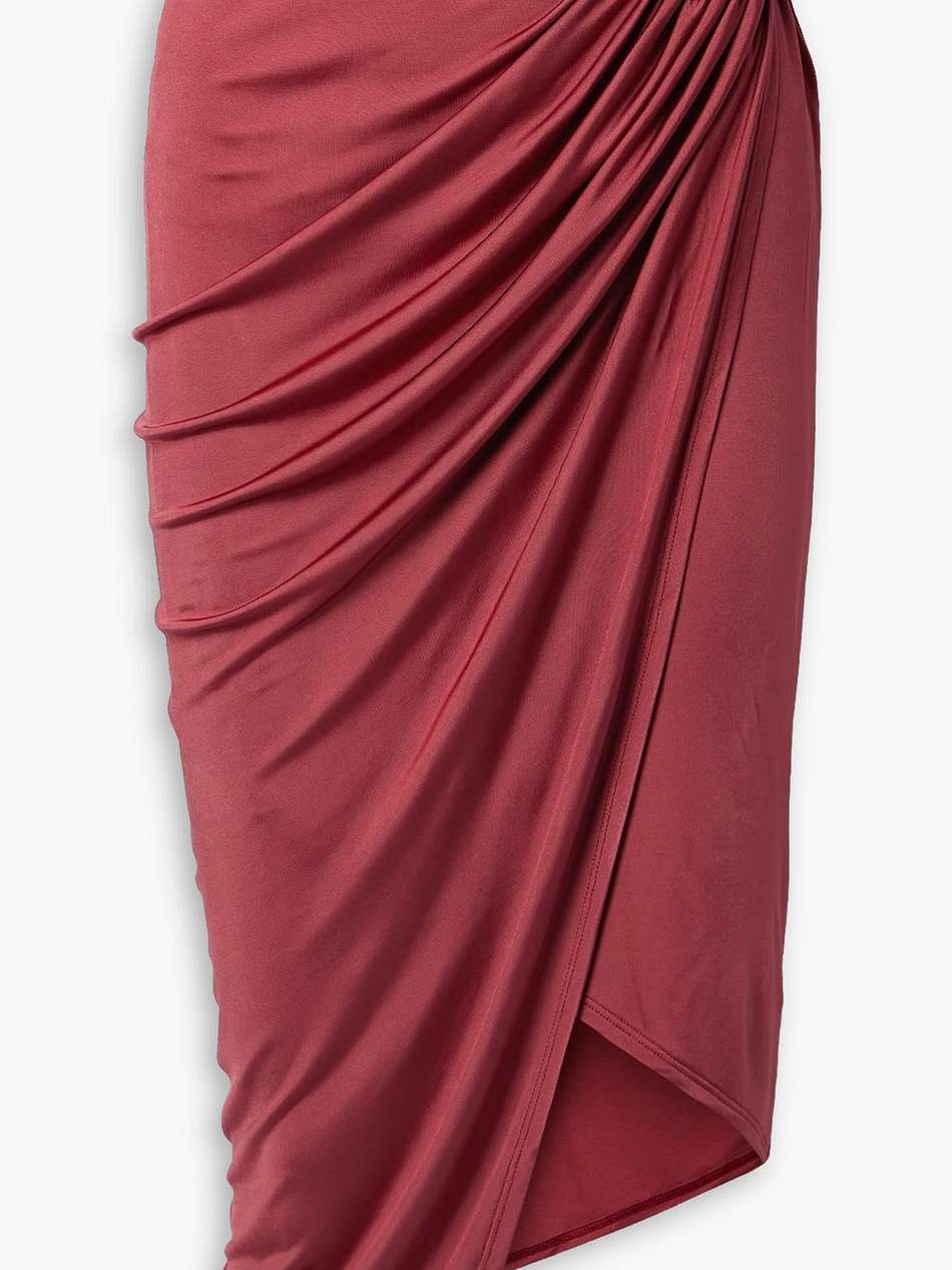 coastline ring-embellished wrap-effect stretch-jersey midi skirt