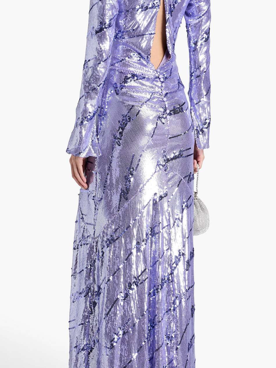 ruched sequined stretch-mesh maxi dress