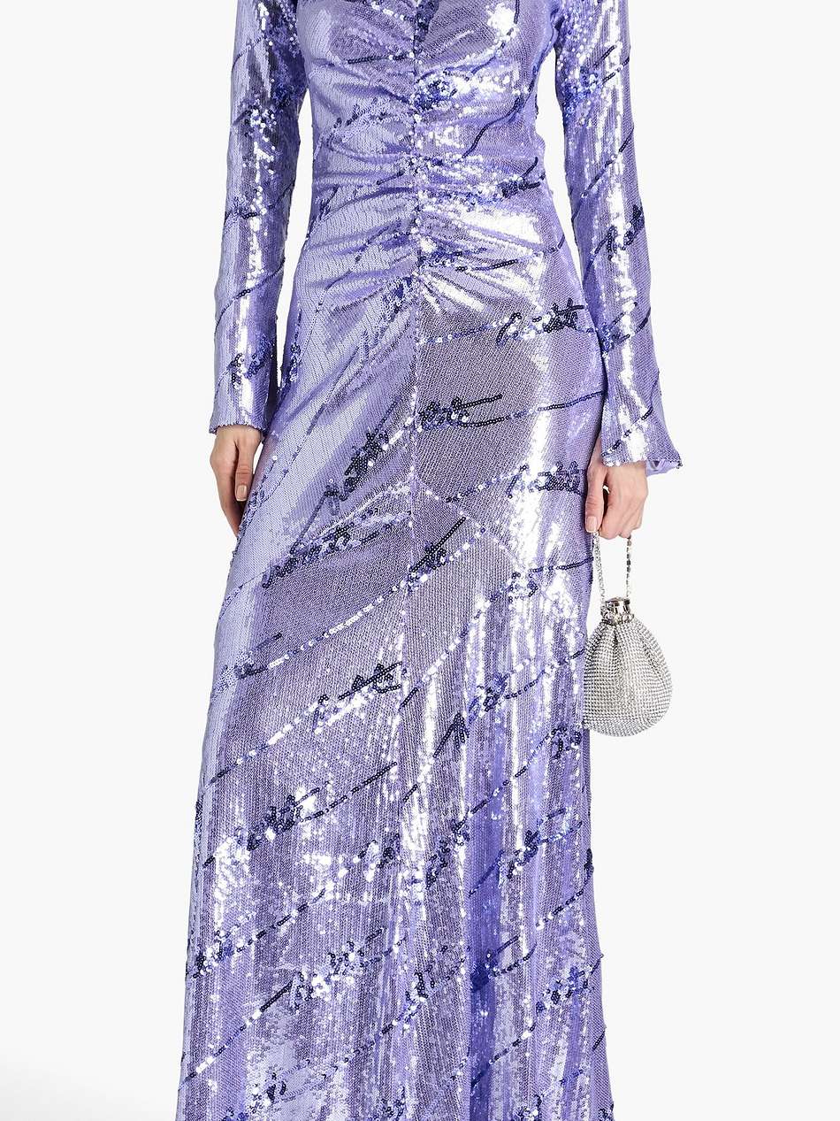 ruched sequined stretch-mesh maxi dress