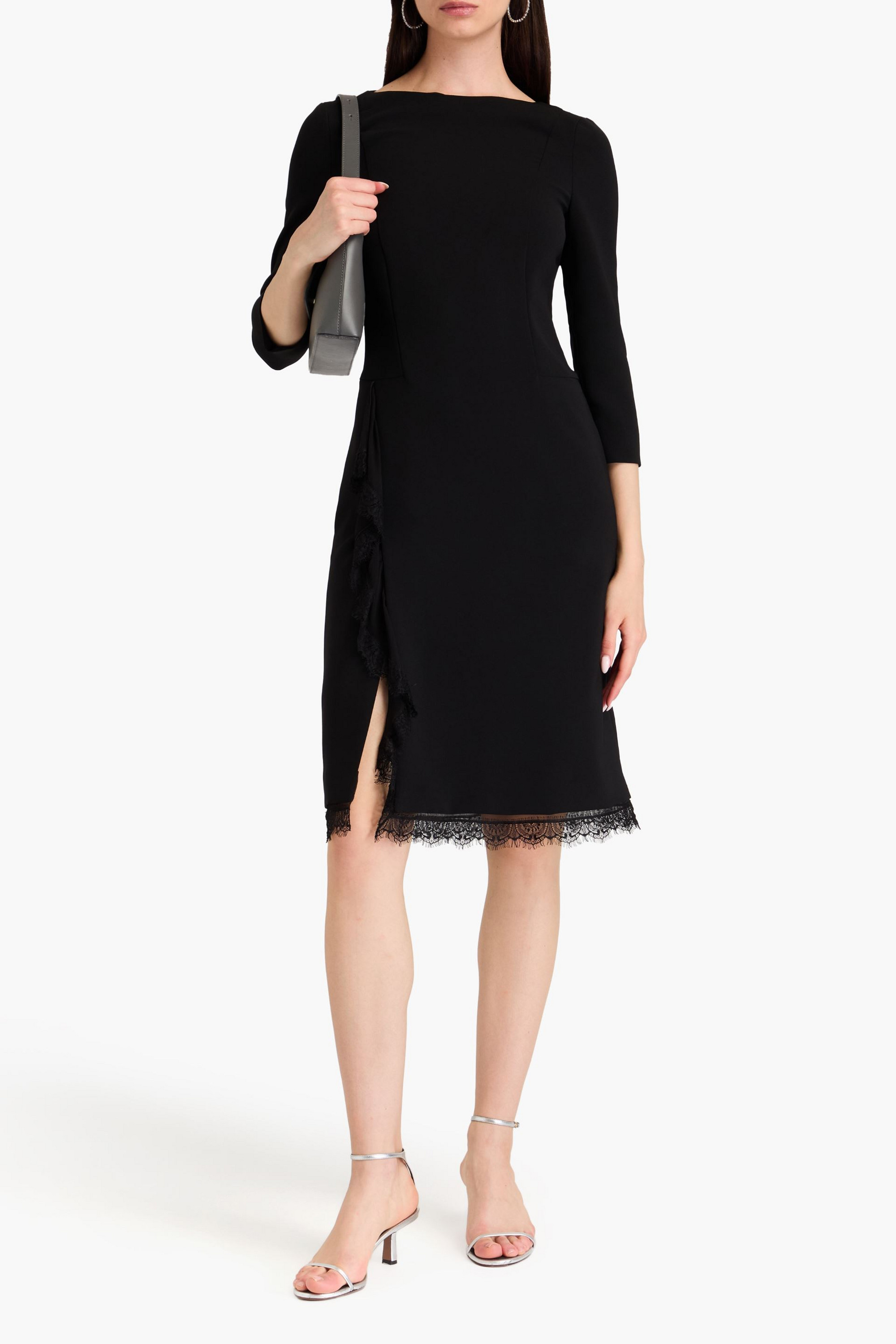 ALBERTA FERRETTI Lace-trimmed crepe dress