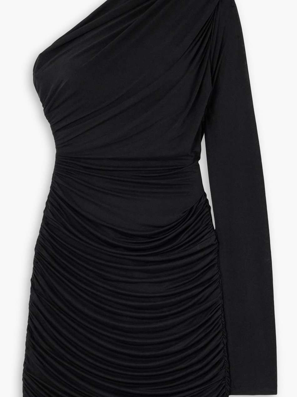 pila one-sleeve draped jersey mini dress