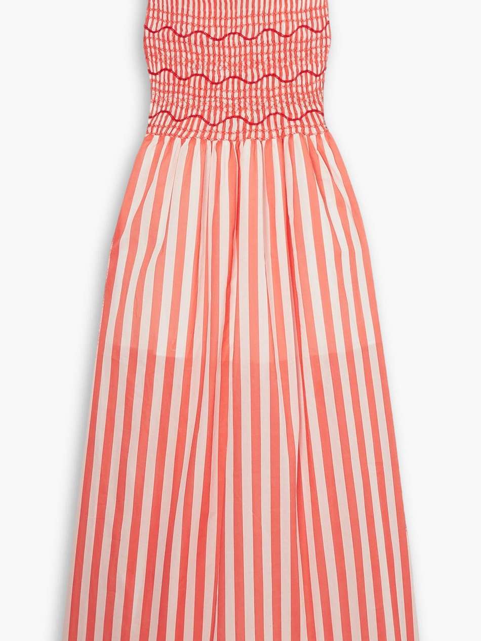 gioia embroidered striped cotton-poplin maxi dress