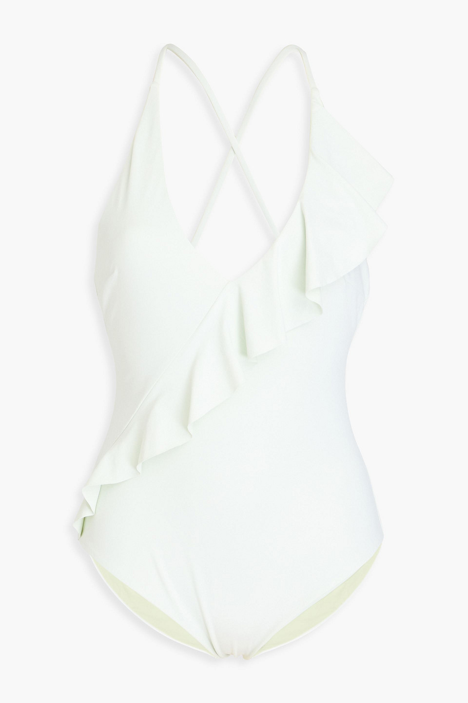 Marysia Palisades Ruffled Stretch-jersey Swimsuit In Light Green
