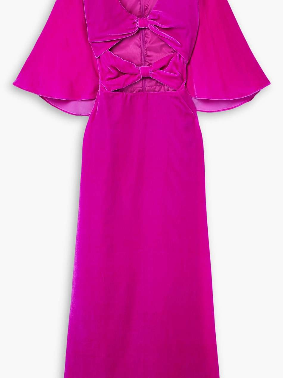 cutout velvet midi dress