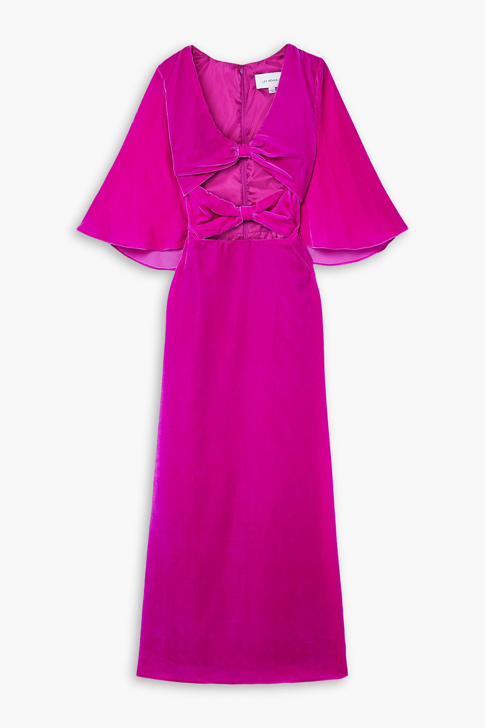 Les Rêveries Cutout Velvet Midi Dress In Magenta