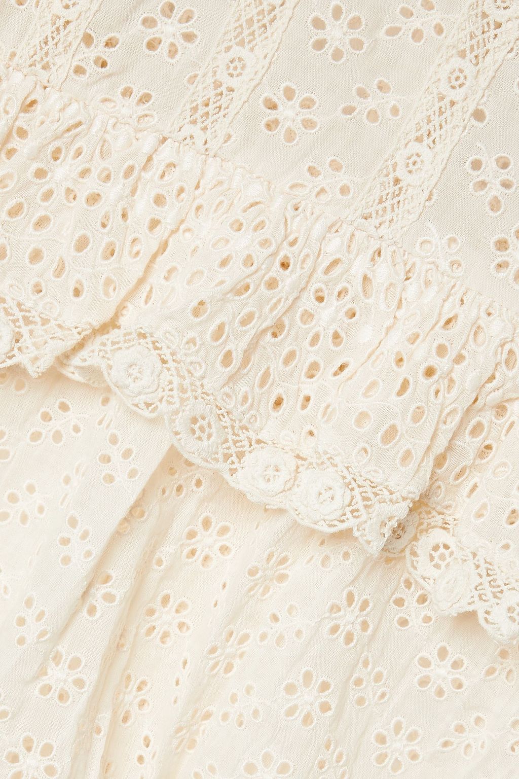 DÔEN Floryn lace-trimmed ruffled broderie anglaise cotton top