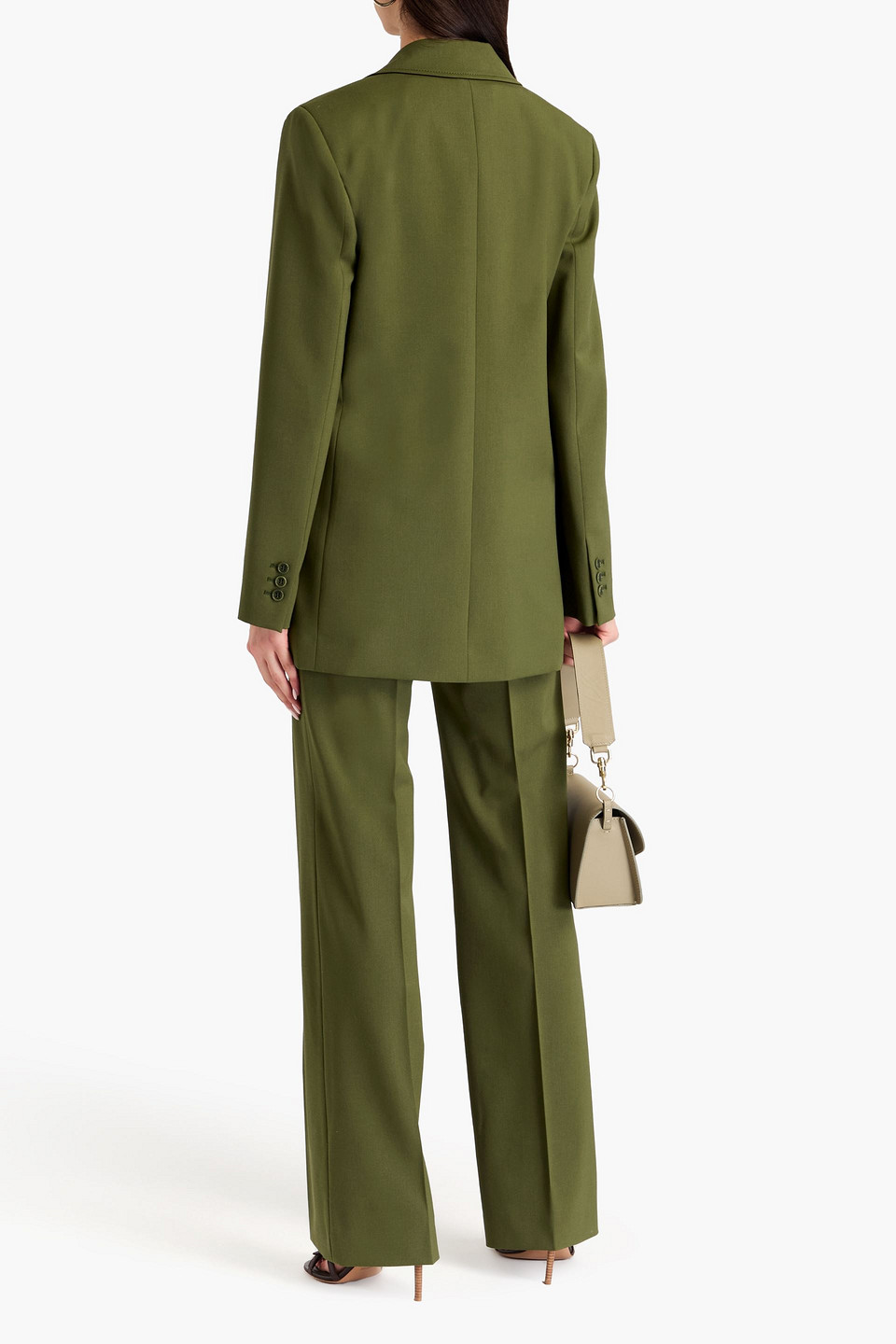 Shop Alberta Ferretti Wool-blend Twill Blazer In Army Green