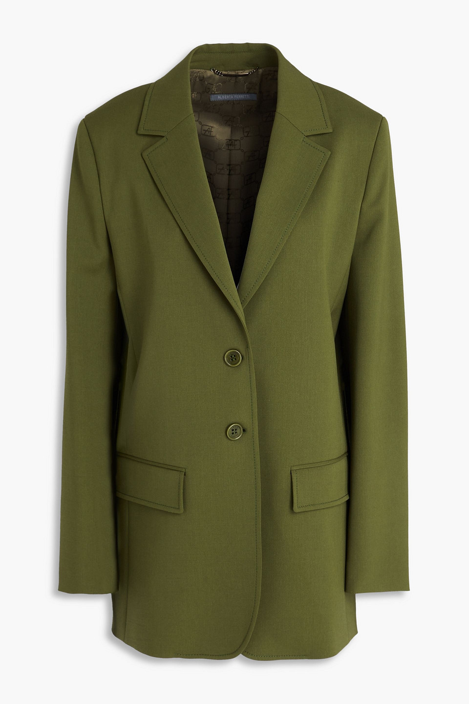 Alberta Ferretti Wool-blend Twill Blazer In Army Green