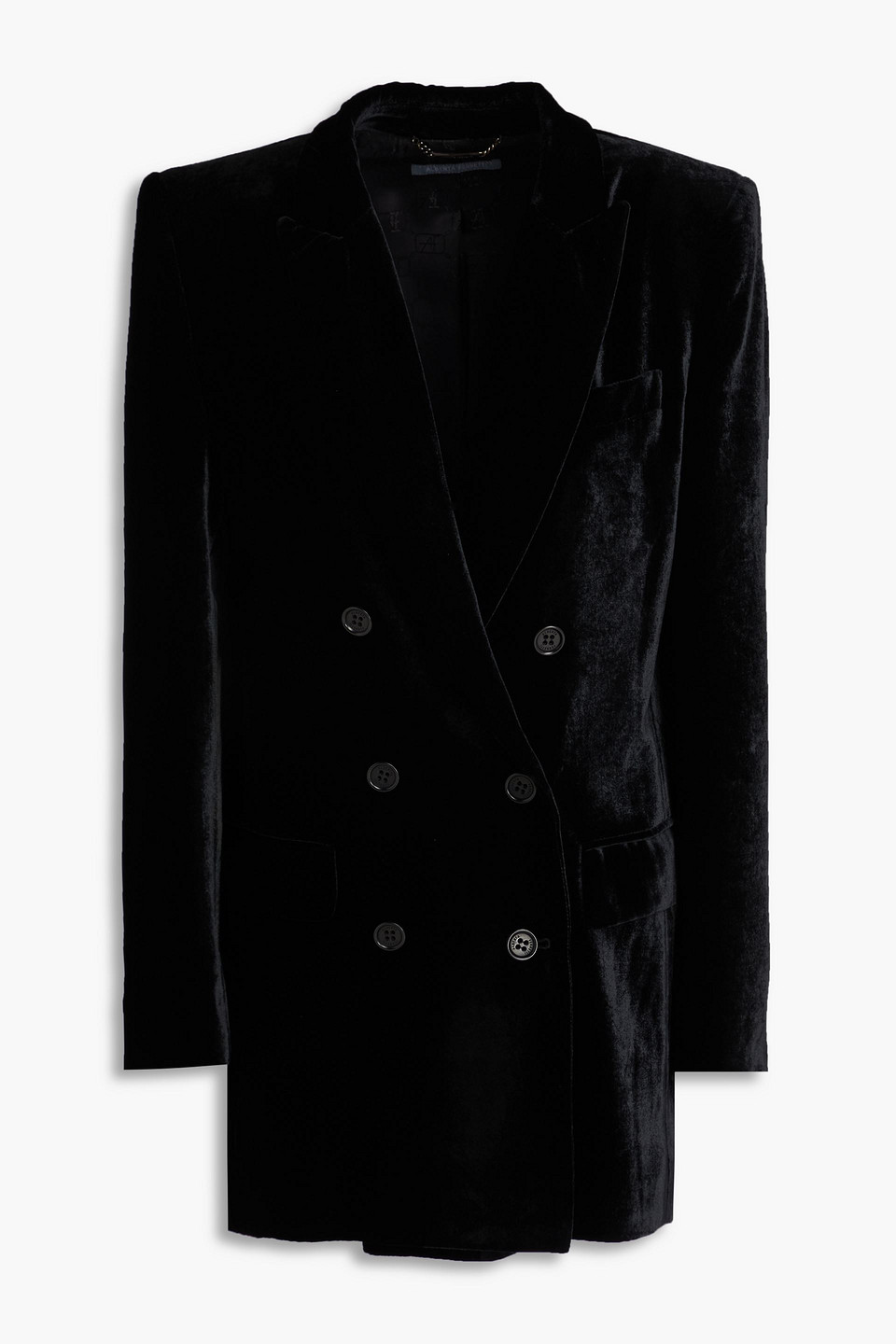 Alberta Ferretti Peak Lapel Velvet Blazer In Black
