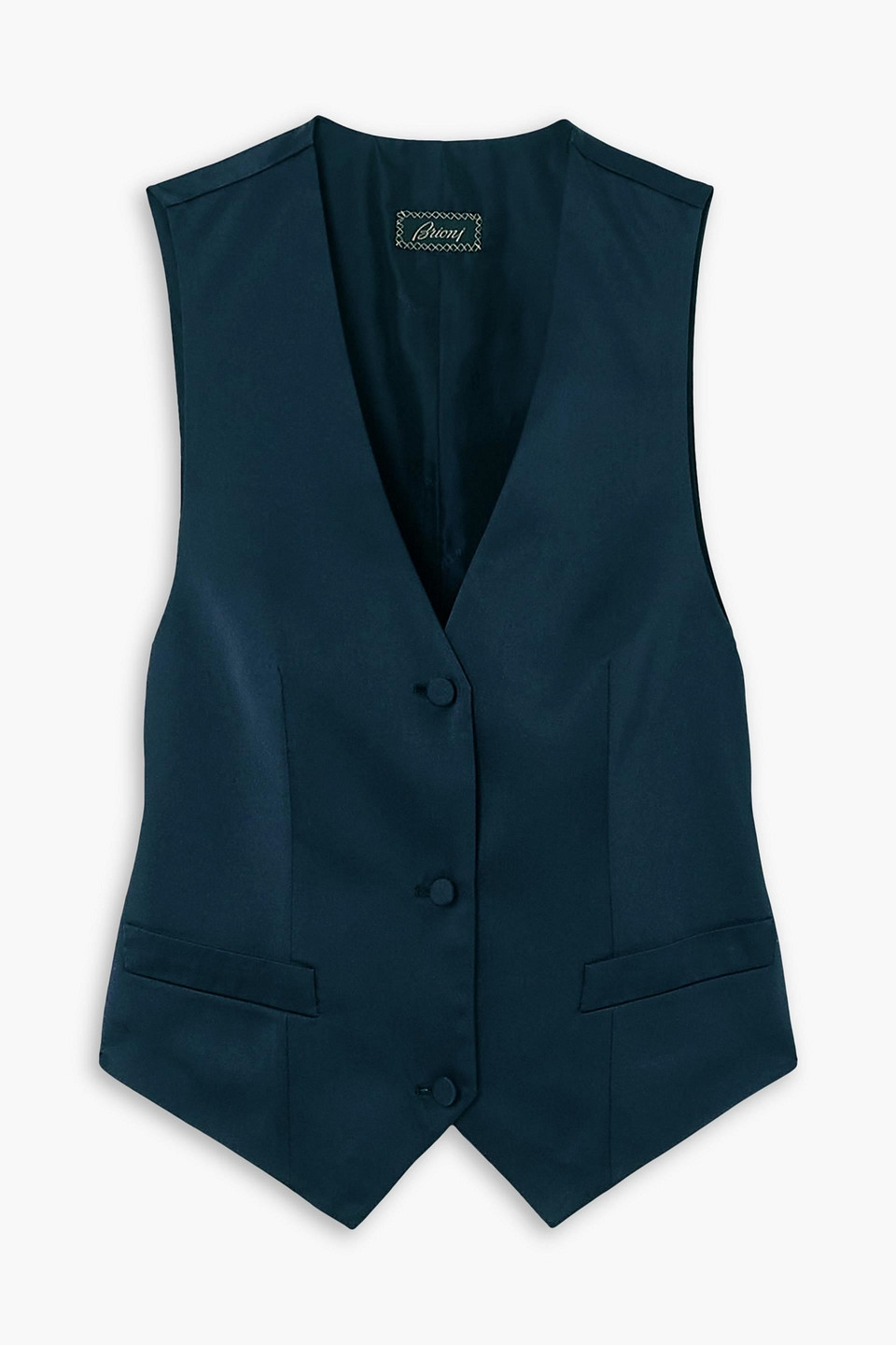 Brioni Silk-satin Twill Vest In Navy